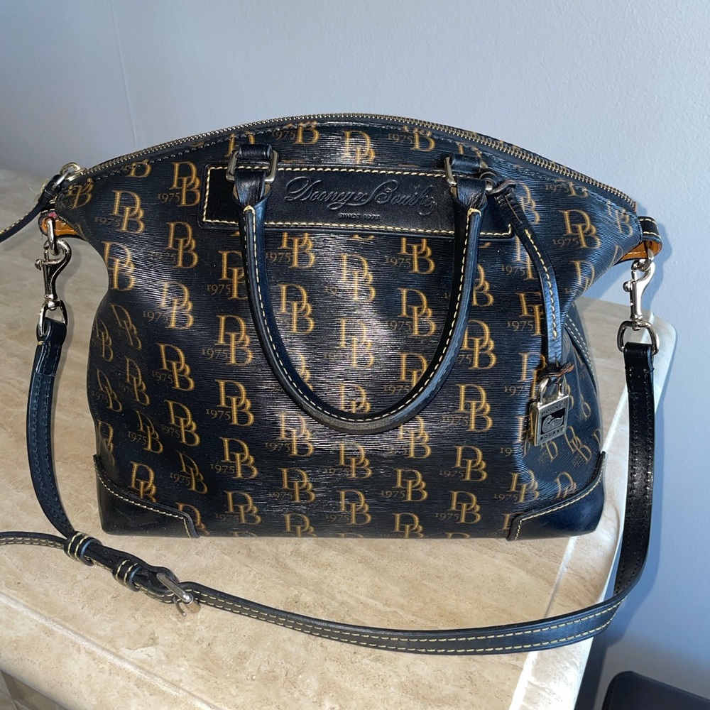 Dooney & Bourke Black and Tan Satchel